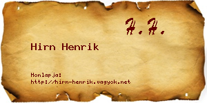 Hirn Henrik névjegykártya